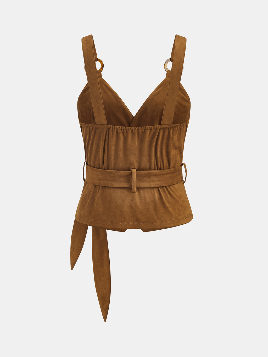 Suede Effect Ring Strap Wrap Tie Cami Top