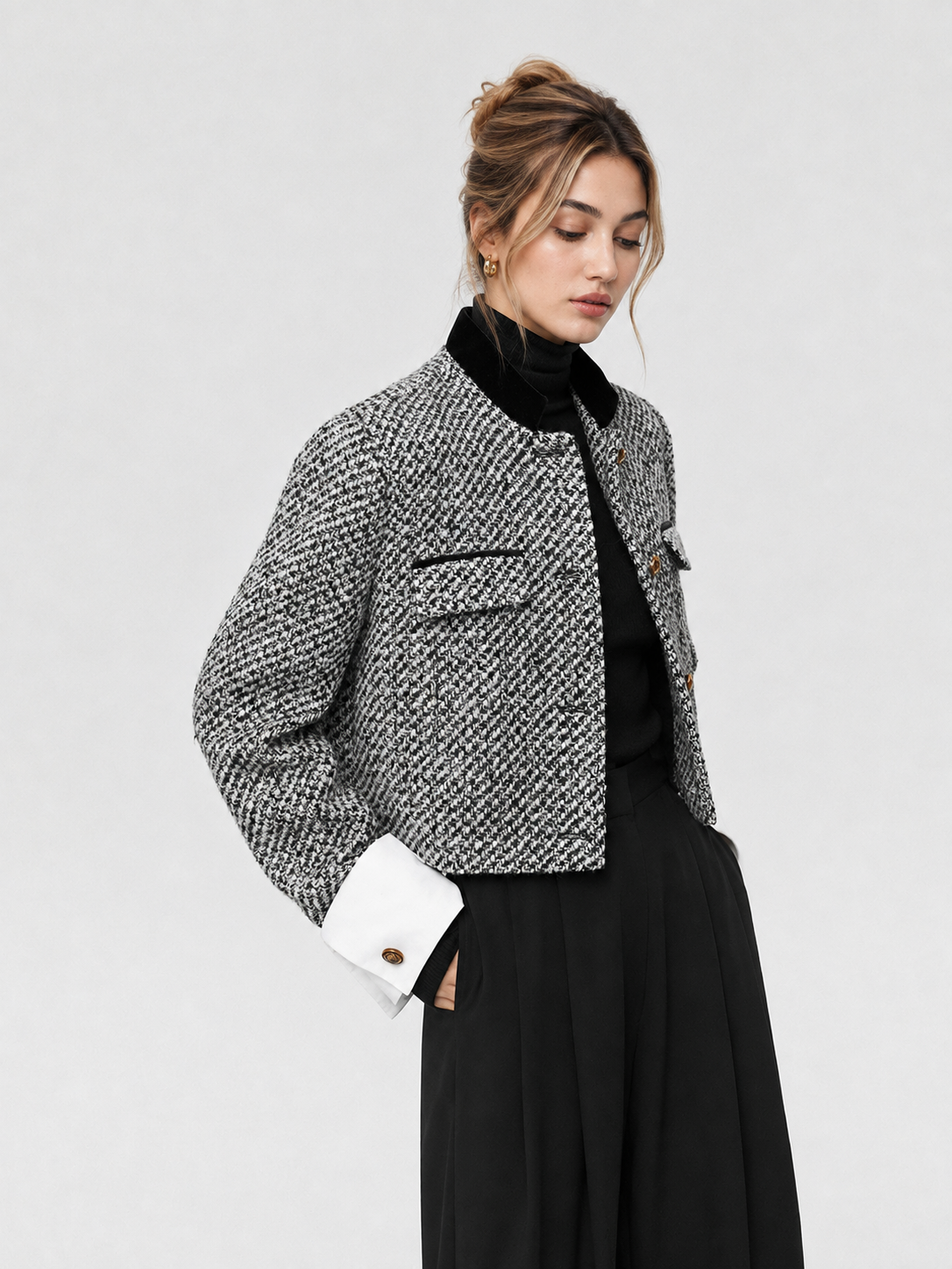 Tweed Boucle Crop Blazer