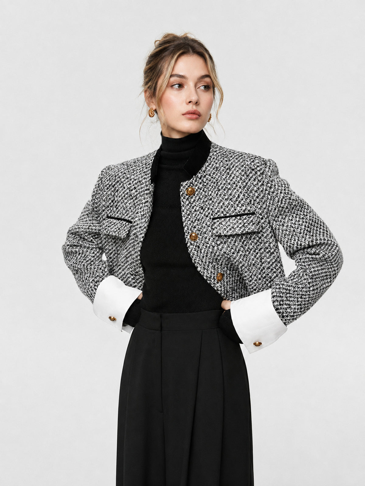 Tweed Boucle Crop Blazer