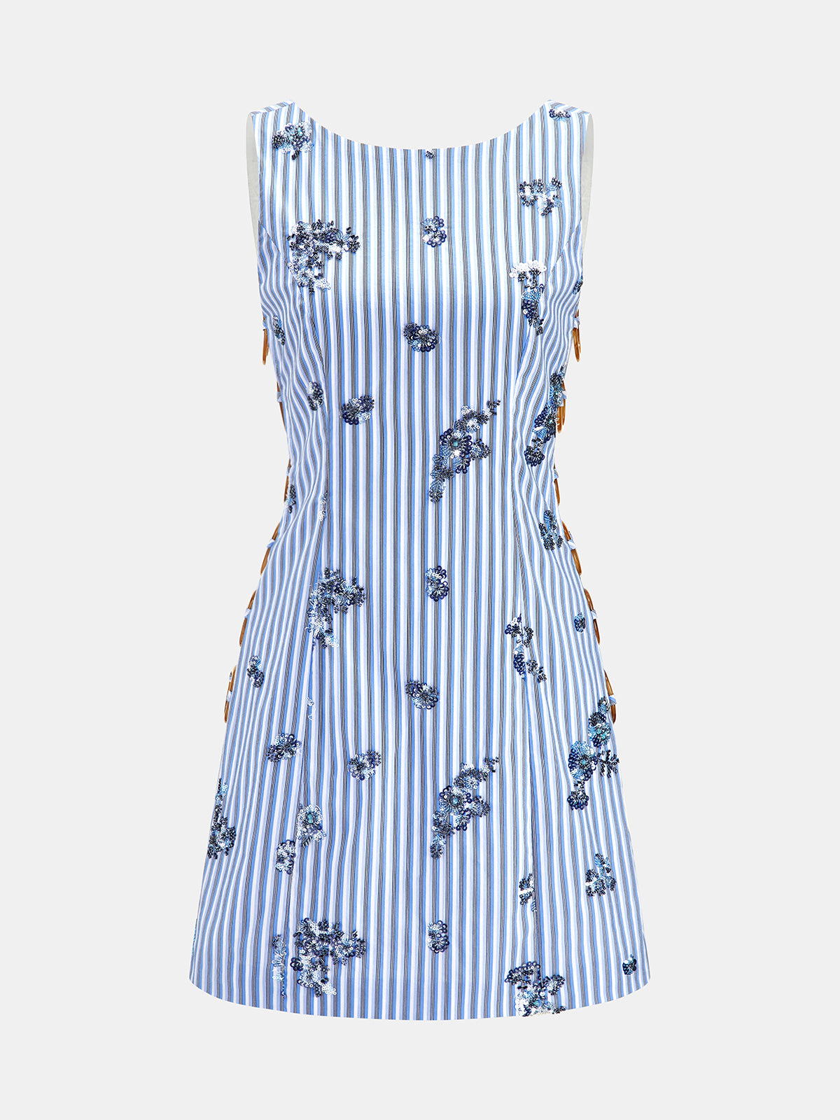 Striped Sequin Cutout Sleeveless Mini Dress