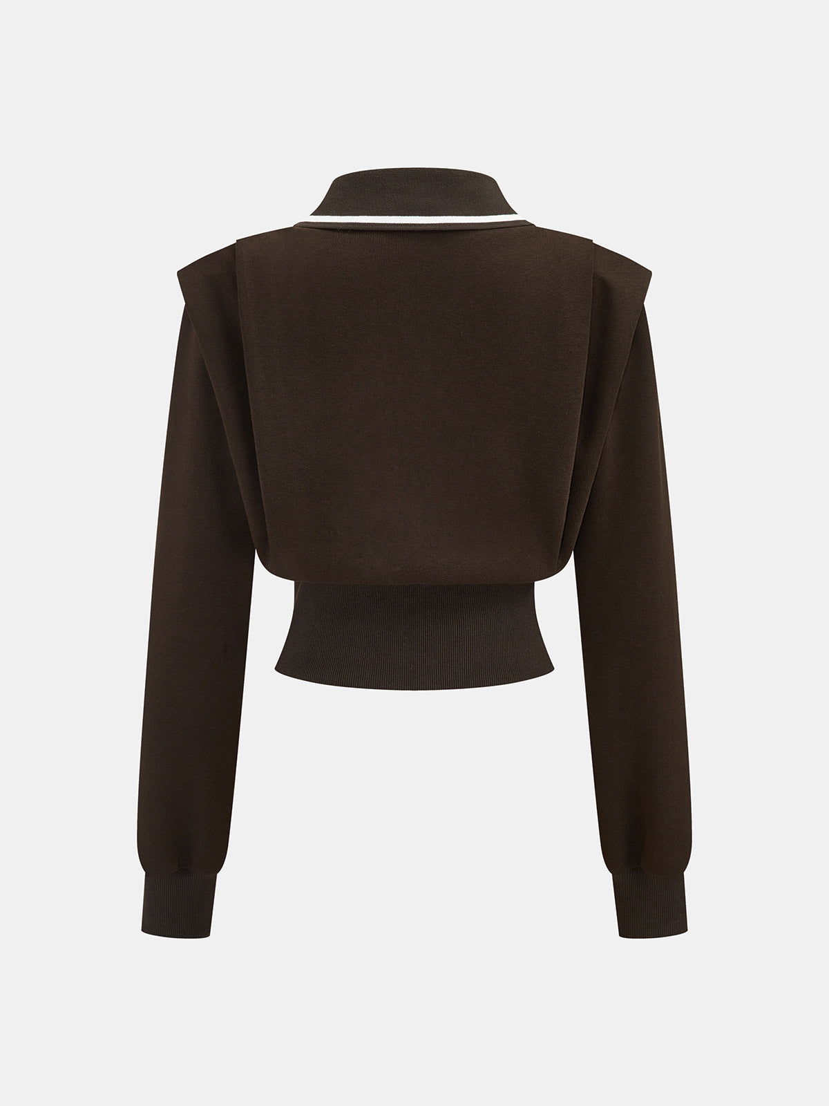Contrast Trim Polo Cropped Sweatshirt