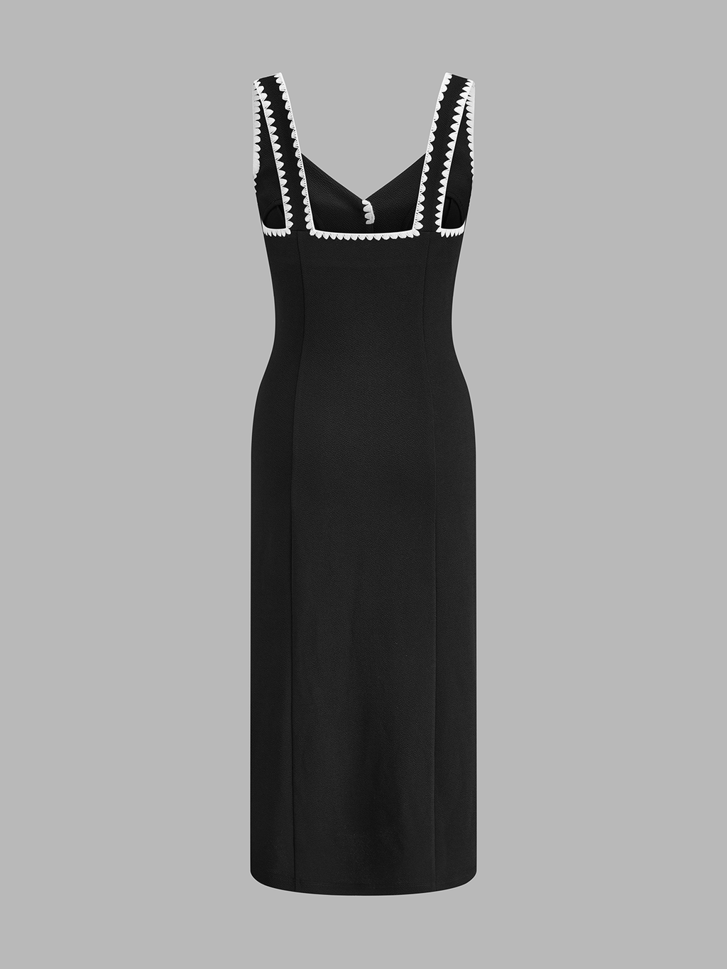 Fold‑Over Scalloped Edge Button‑Front Maxi Dress