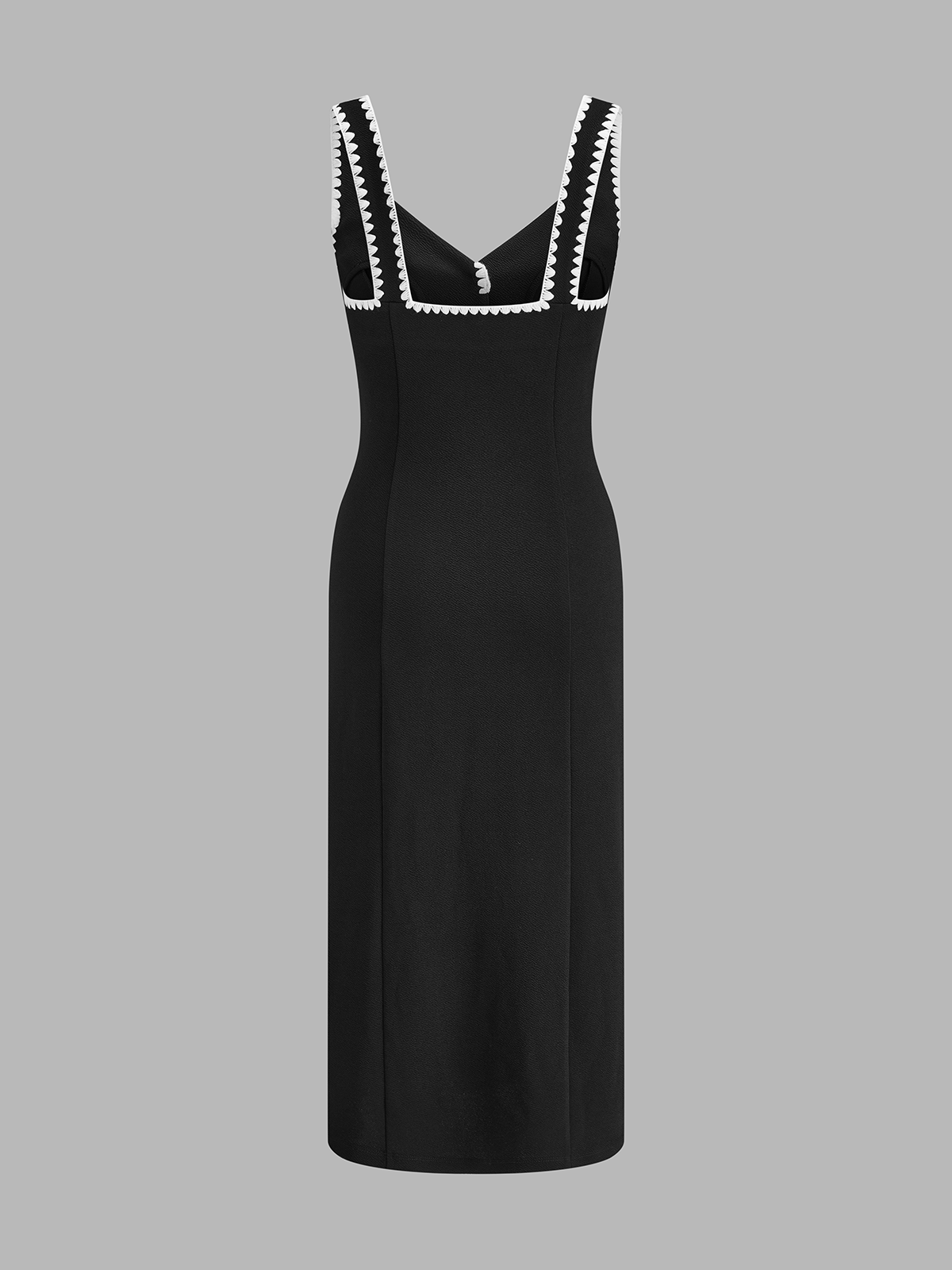 Fold‑Over Scalloped Edge Button‑Front Maxi Dress