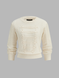 Napoleonic Frogging Detail Cable Knit Sweater