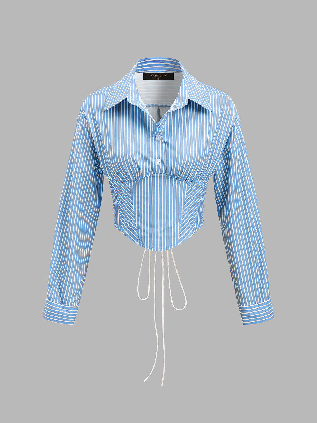 Corset‑Style Lace‑Up Back Striped Shirt