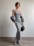 Asymmetrical Crew Neck Split Maxi Dress