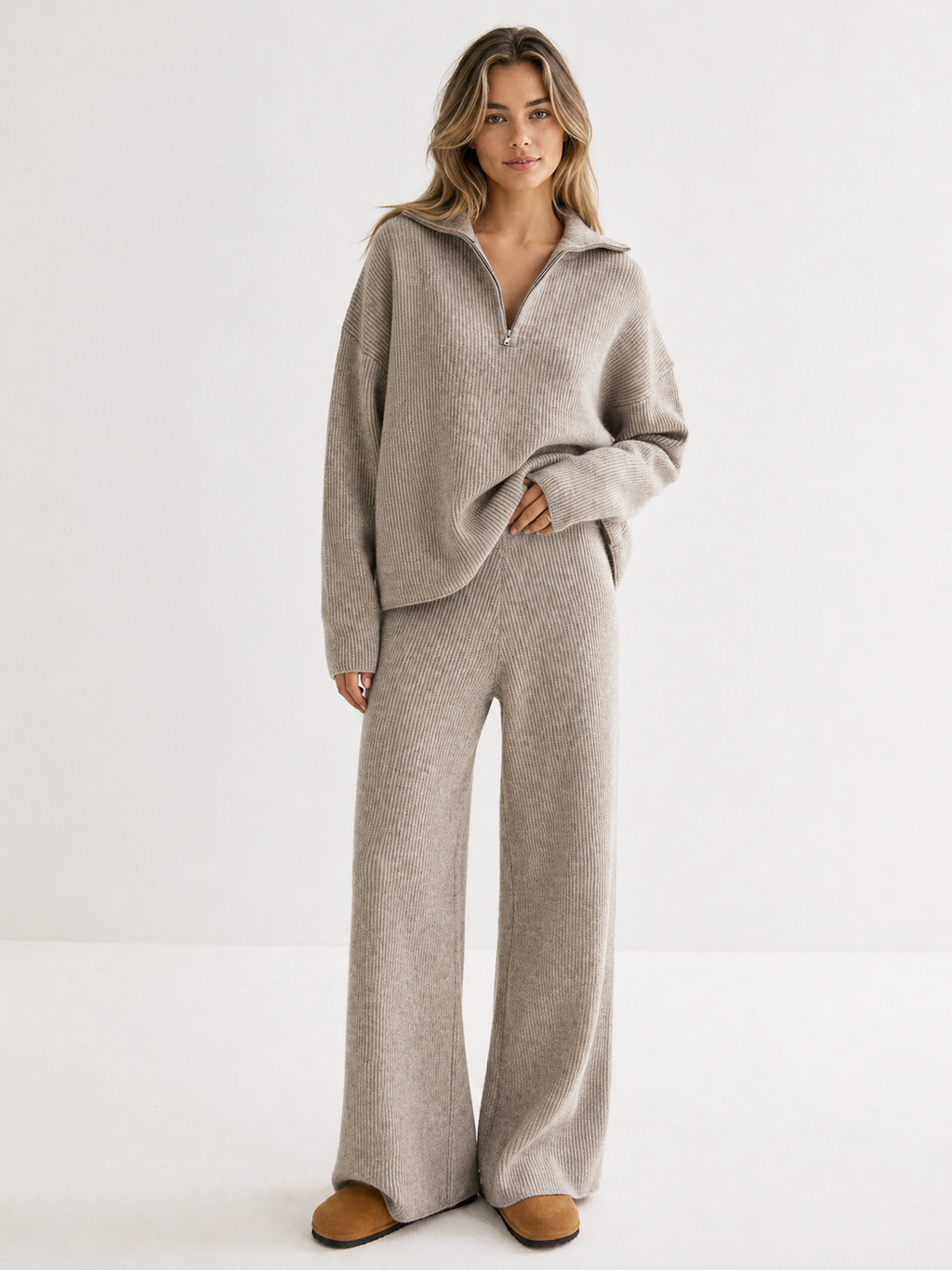 Wool-Blend Zipper Sweater Co-ords