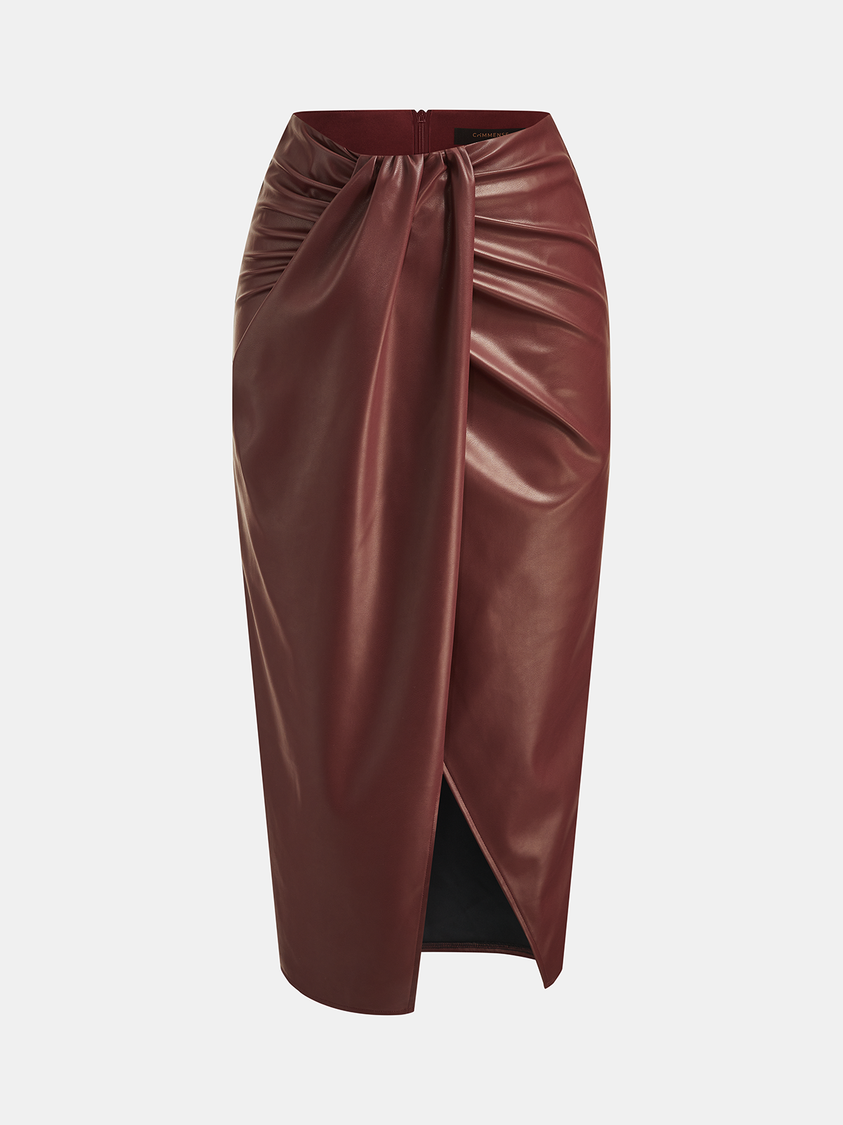 Long‑Sleeve Bodysuit Faux‑Leather Skirt Two‑Piece Set
