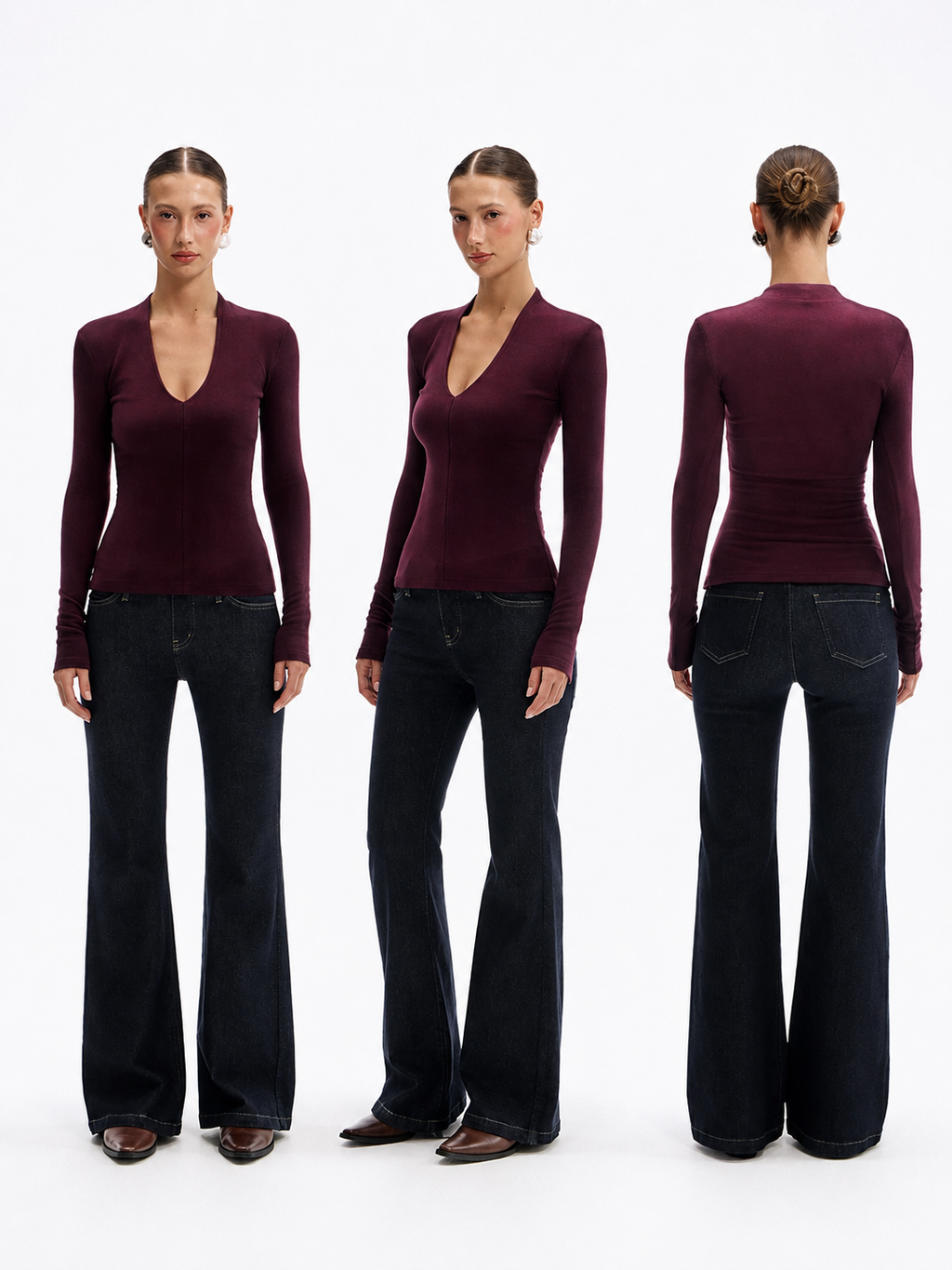 Deep V-Neck Fitted Top