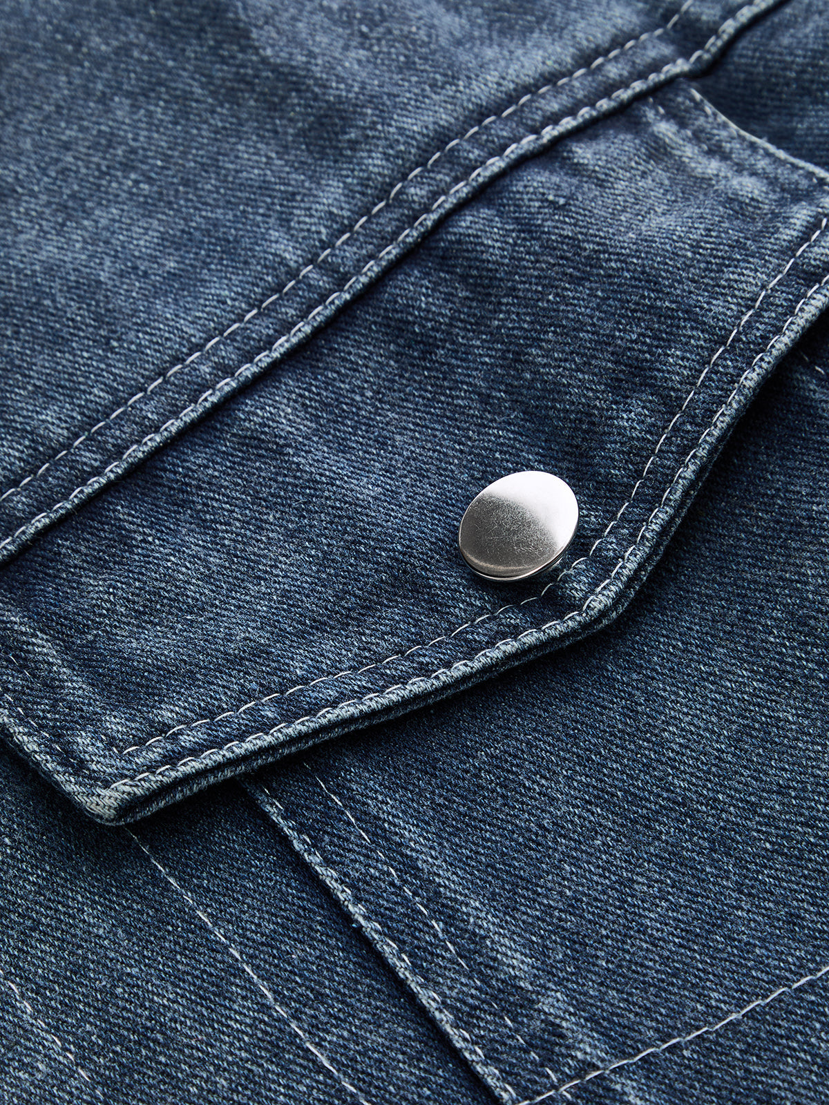 Denim Panel Button‑Up Shirt