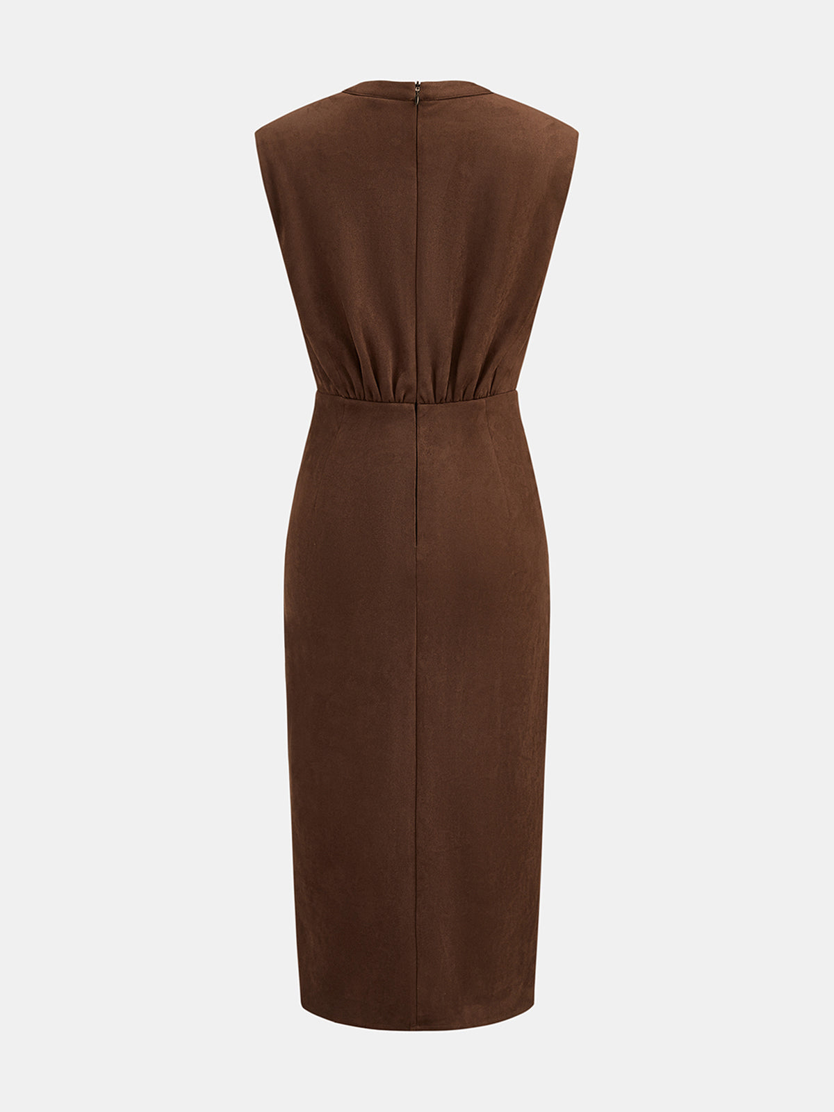 Suede Effect Wrap Slit Midi Dress