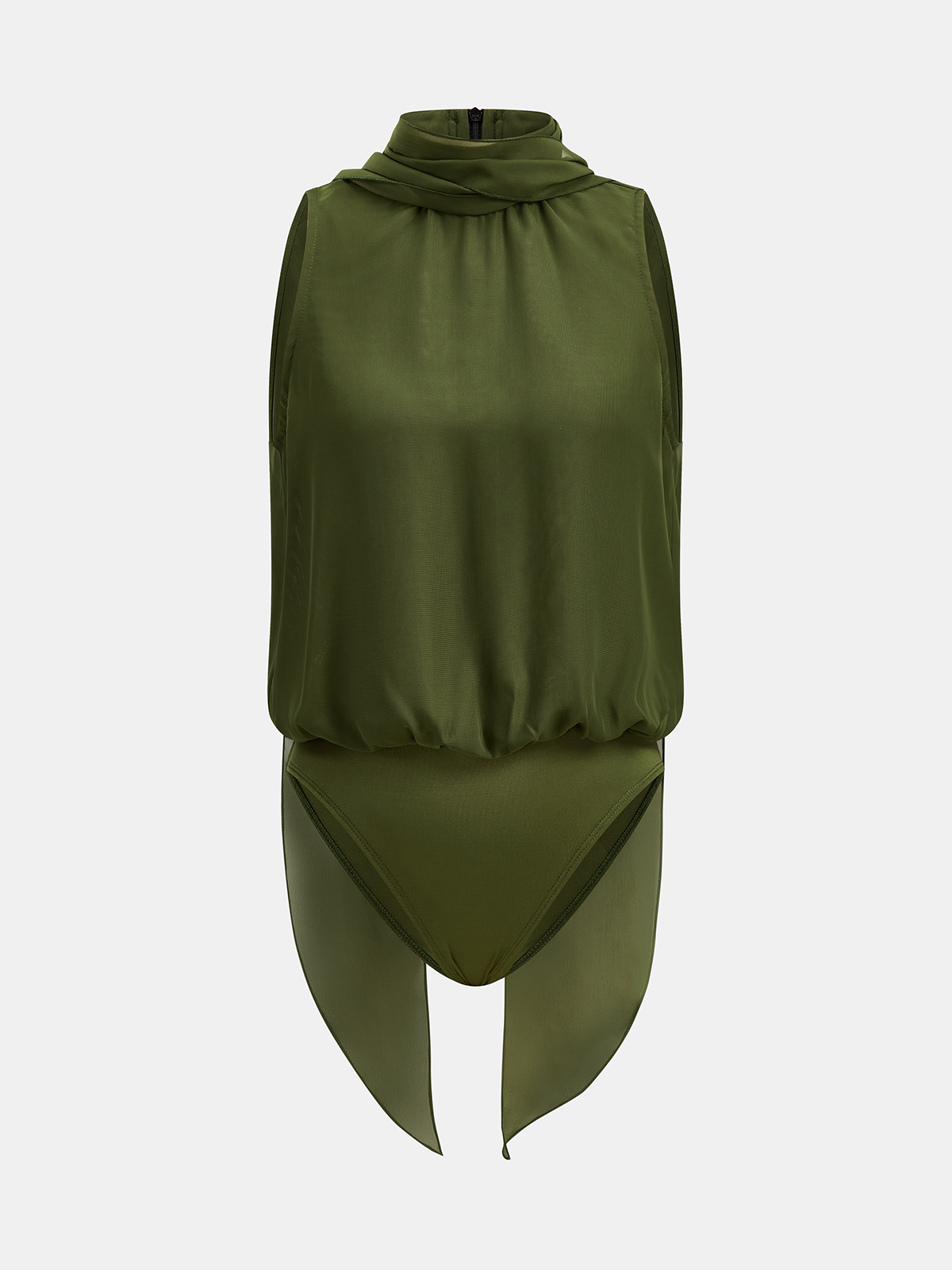 Flowy Ribbon Collar Chiffon Bodysuit