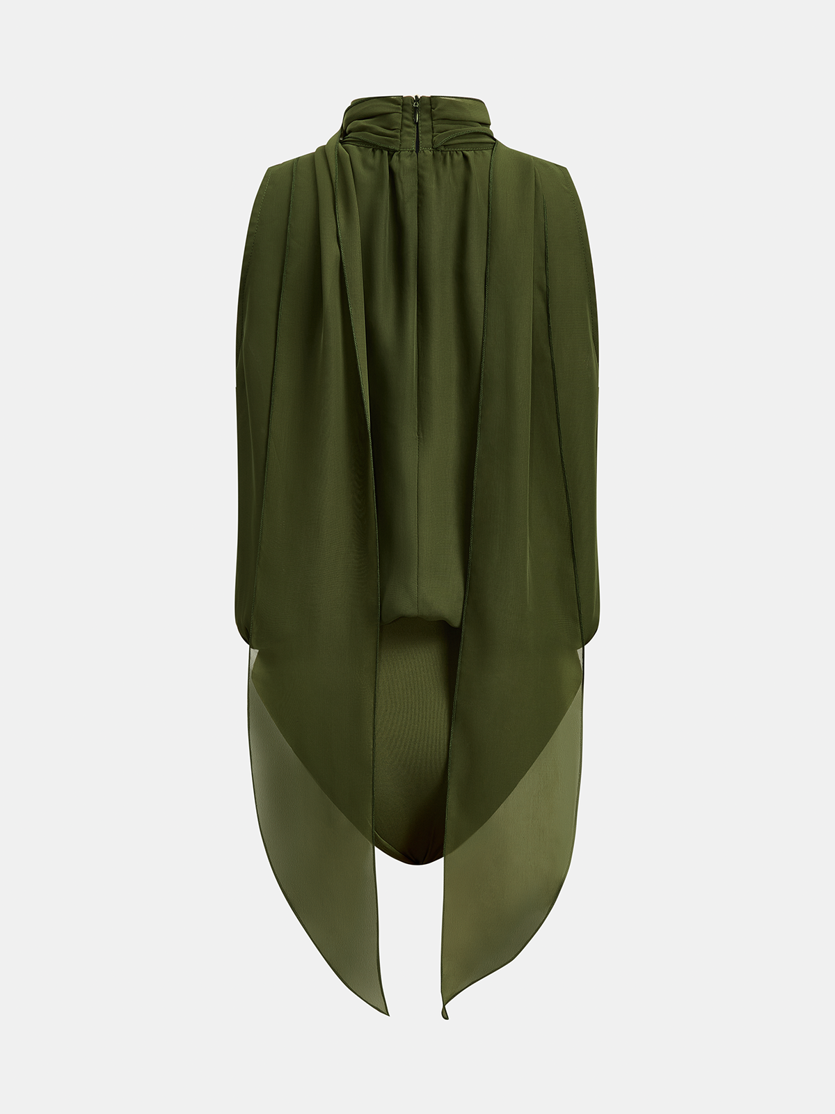 Flowy Ribbon Collar Chiffon Bodysuit