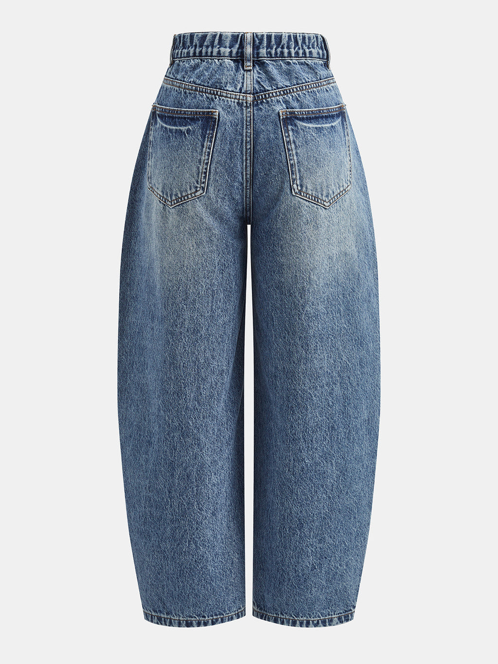 Diagonal Button High Waist Barrel Jeans