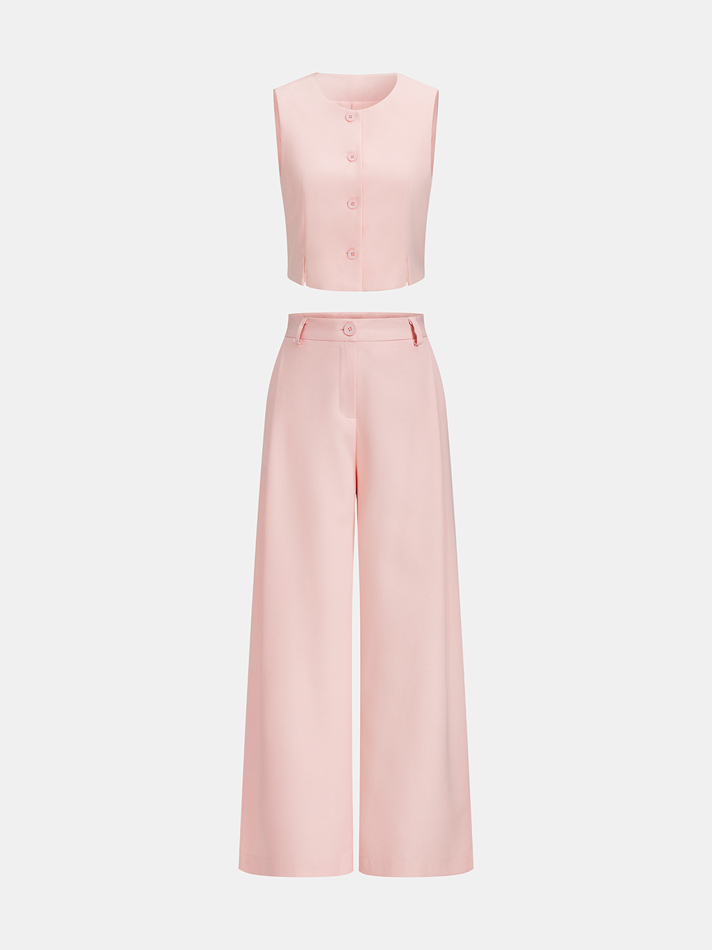 Tailored Crop Vest & Wide-Leg Pants Set