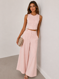 Tailored Crop Vest & Wide-Leg Pants Set