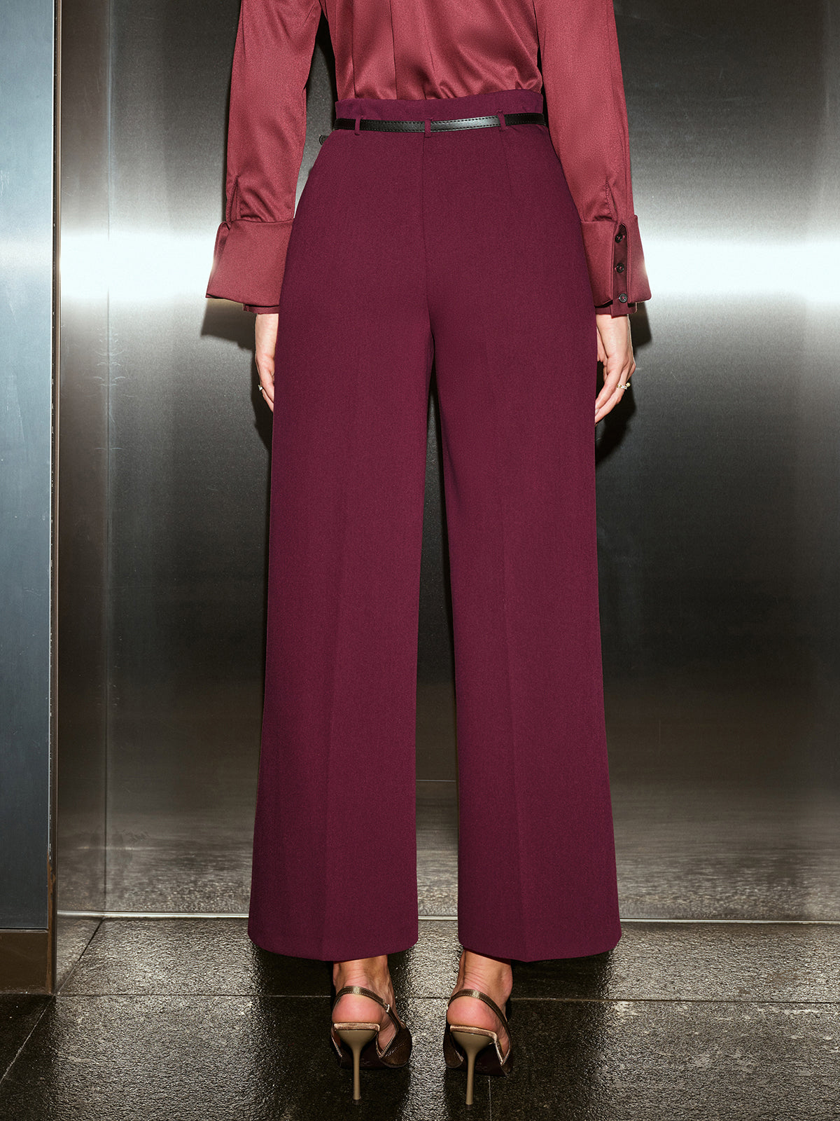 Belted Wide-Leg Cropped Pants