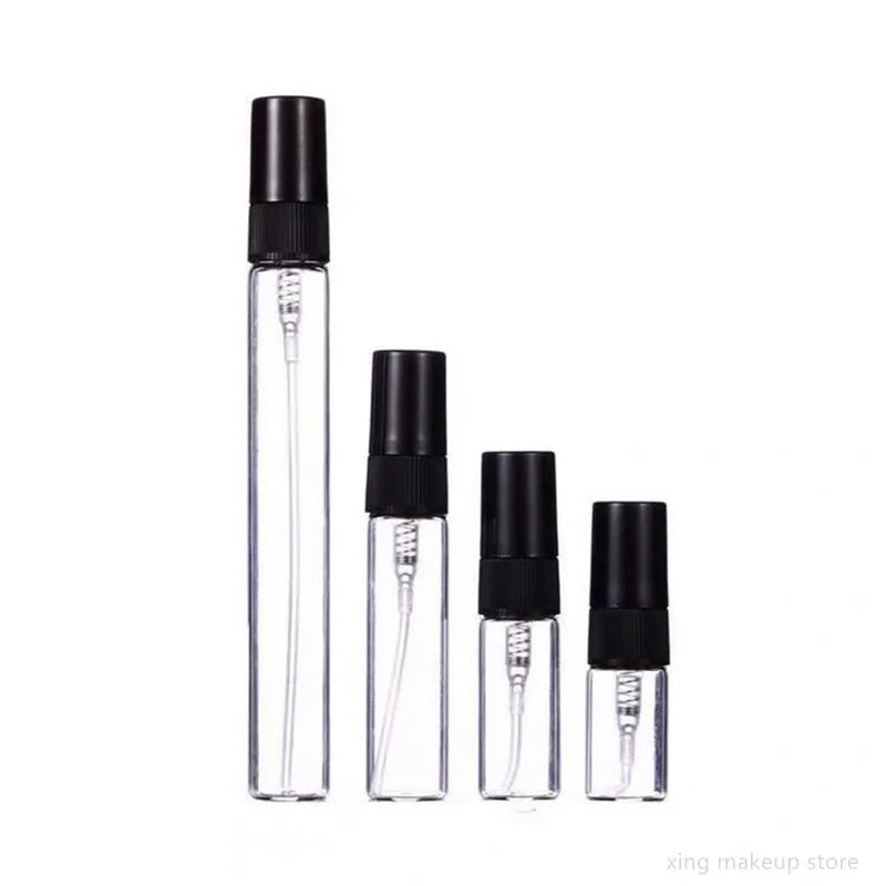 50/100PCS 2ML 3ML 5ML 10ML Black Portable Glass Perfume Bottle Empty Refillable Bottle Cosmetics Bottle Sample Thin Glass Vials
