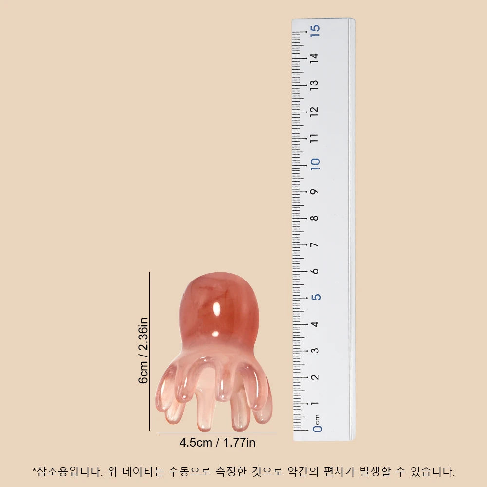 Cute Octopus Scalp Massage Comb (Resin)｜Korean Hair Care, Stress Relief, Anti-Hair Loss, Portable Head Massager for Home & Trave