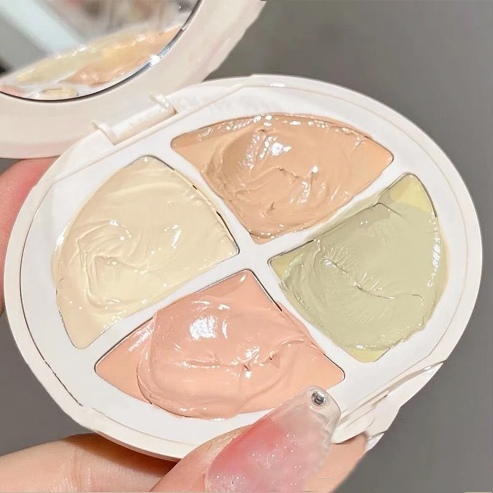 4 in 1 waterproof concealer palette, long-lasting moisturizing natural, creamy texture, covers blemishes/dark circles/acne