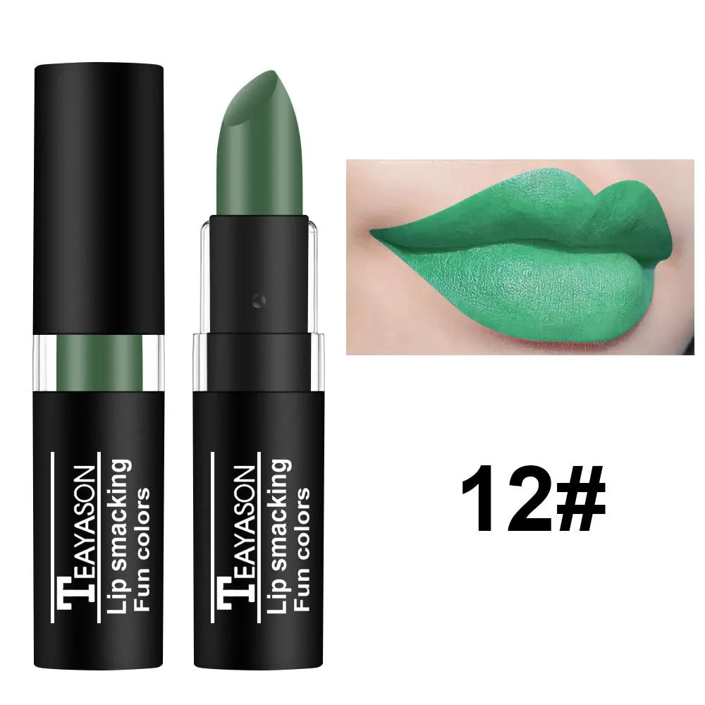 TEAYASON Matte Lipsticks 12 Colors Waterproof Long Lasting Lip Stain Non-stick Cup Sexy Red Black Lipstick Pigment Lip Cosmetics