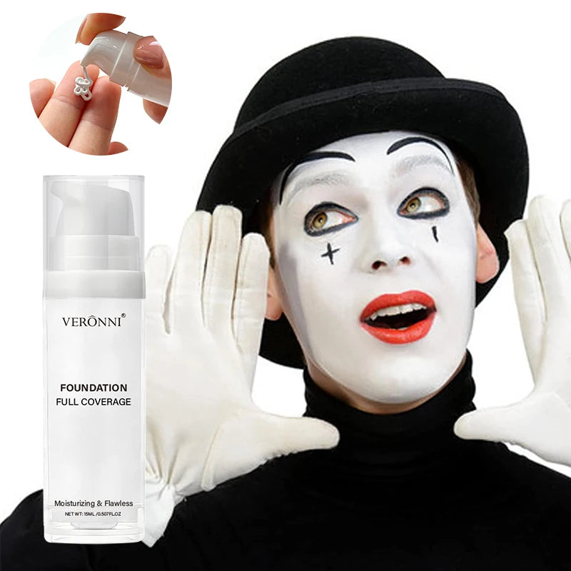 Pure White Liquid Foundation for COS Stage Makeup Long-lasting Concealer Mixable Pure White Foundation Adjuster Lighten&Brighten