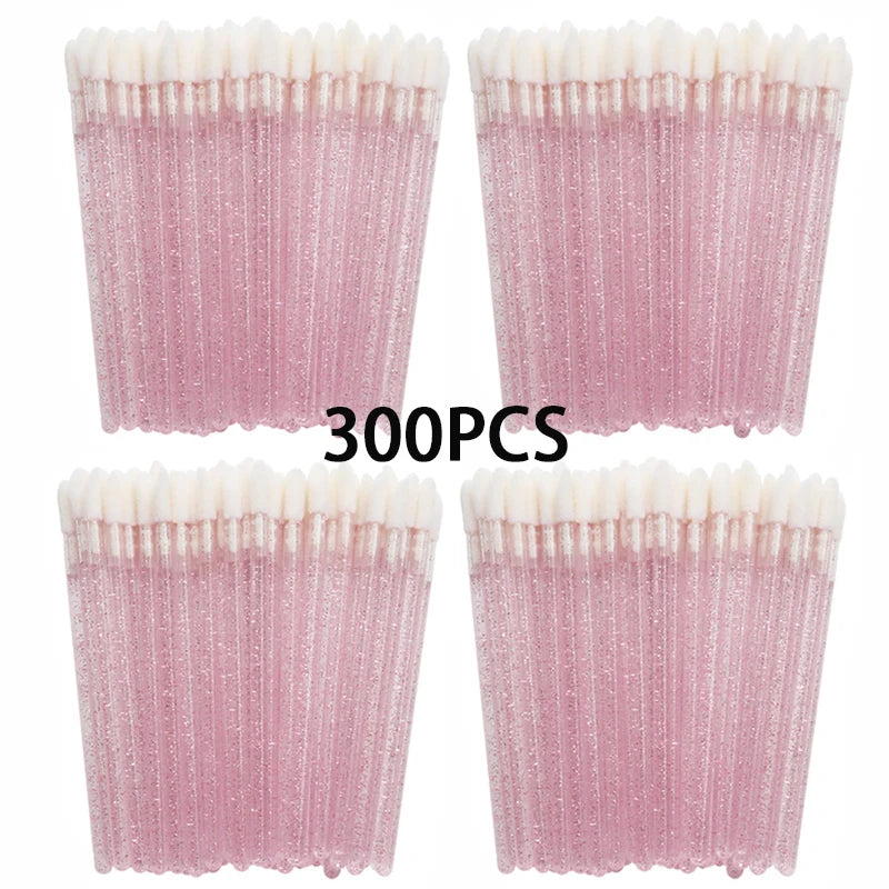 100/300PCS Crystal Lip Brush Lipstick Gloss Applicator Wands Wholesale For Eyelashes Extension Tool Kits Makeup Accessories