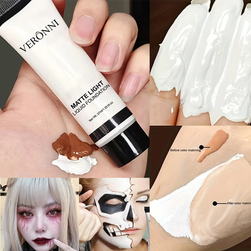 Pure White Liquid Foundation for COS Stage Makeup Long-lasting Concealer Mixable Pure White Foundation Adjuster Lighten&Brighten