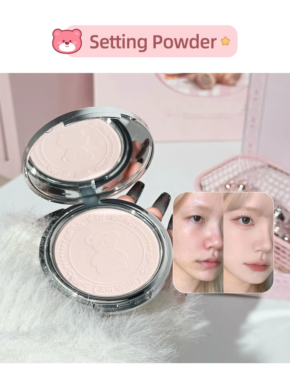 ART VALUE 7PC Makeup Sets Include 3 Colors Matte Lip Mud,1 Pressed Powder,1 Blush,1 Eyes Palette,1 Necklace Beauty Makeup Sets