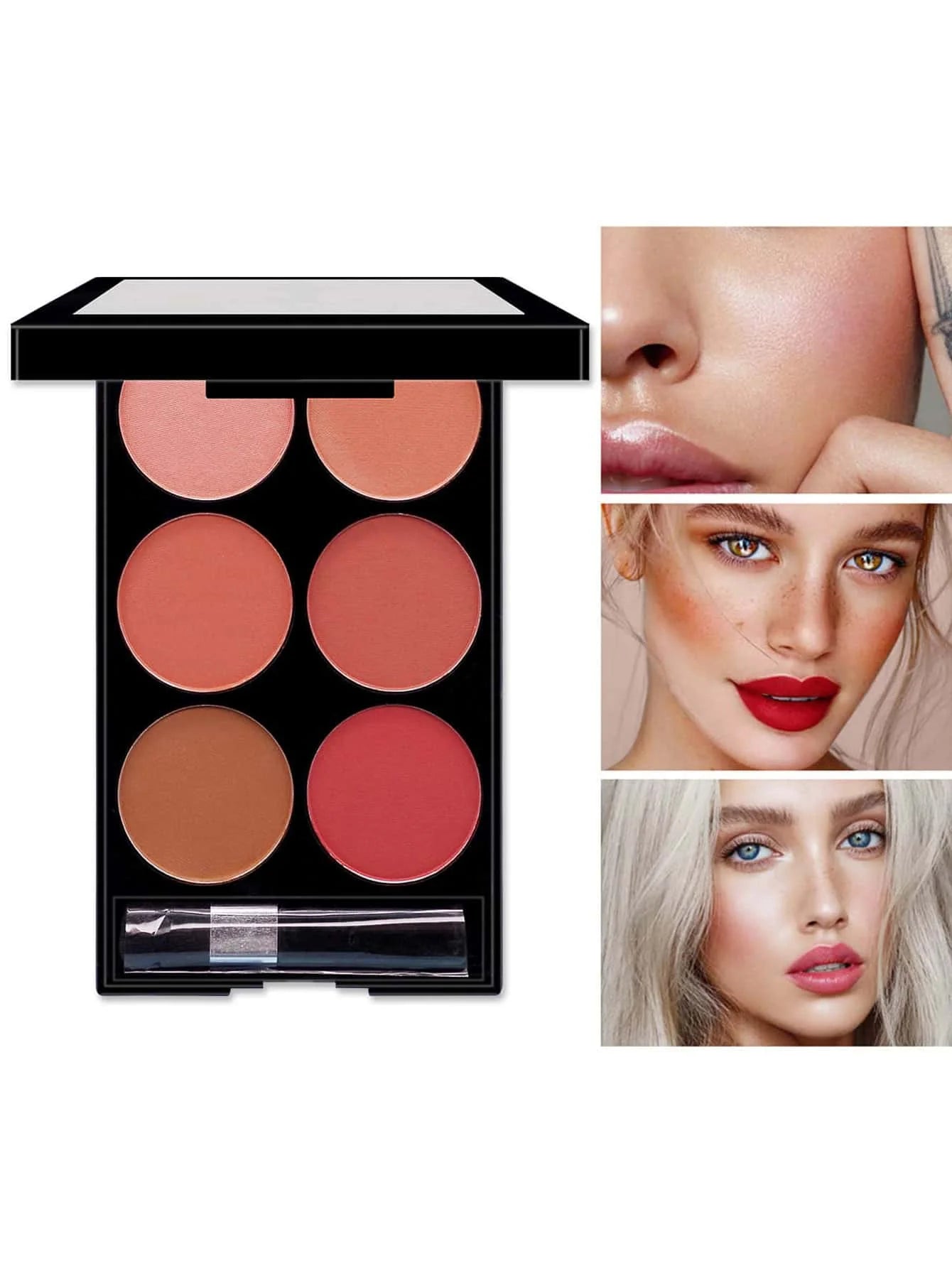 6-Color Blush and Contouring All-in-One Palette, Pearlescent Matte Powder Makeup Palette