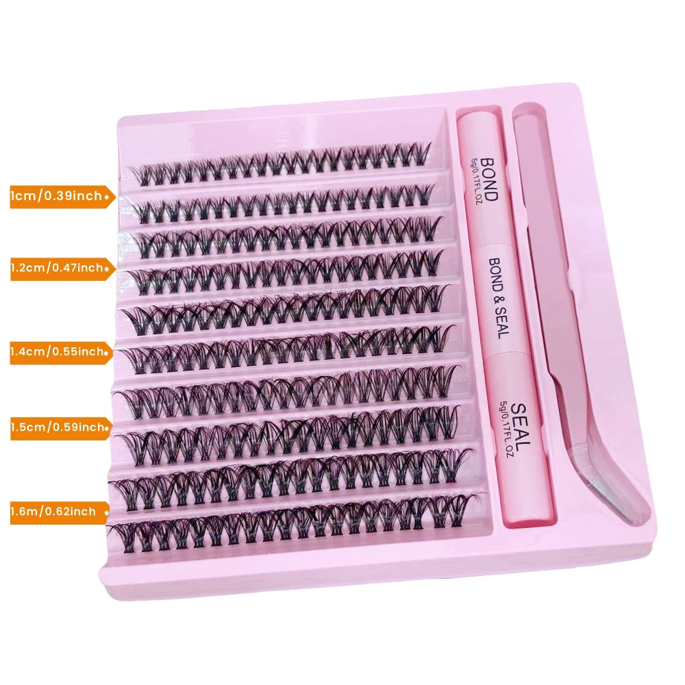 200 Pieces of Single Cluster False Eyelash Set, Faux Mink Fur Eyelashes, Fluffy and Natural, Mixed Length 10-16mm