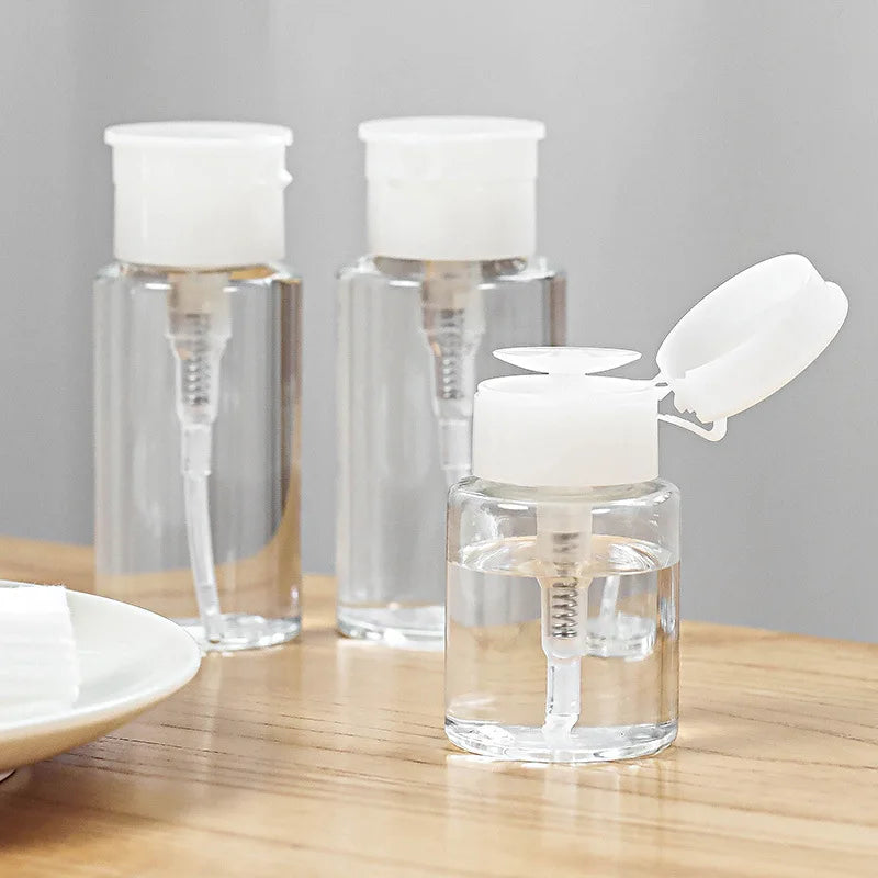 1pc Refillable Bottles Push-type Bottling   Empty Pump Dispenser Bottle for Nail Polish and Makeup Remover Bottle Packaging