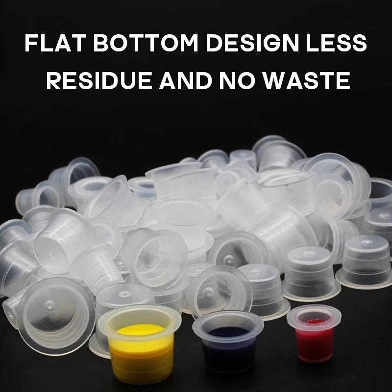 100PCS Clear Tattoo Ink Cups Plastic Pigment Cups for Permanent Makeup Disposable Tattoo Accessories
