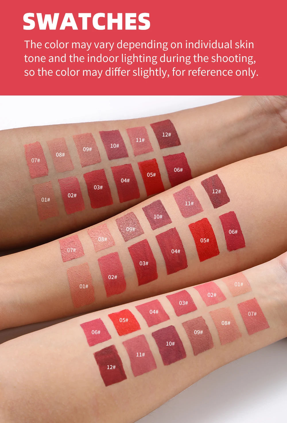 6pcs/pack lip gloss set, long-lasting non stick cup liquid lipstick velvet matte lip gloss