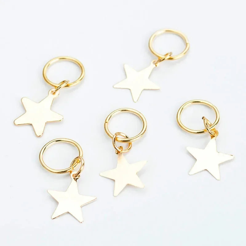 5-8Pcs Metal Hollow Out Hair Ring Accessories,Beads Hair Braid Rings Clips Dread Locks Hair Braiding Metal Cuffs Decoration Gold