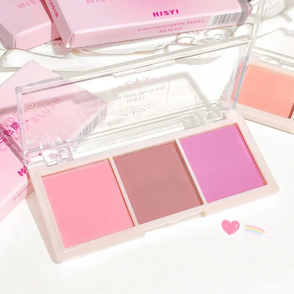 3-Color Cheek Red Plate Nude Makeup Natural Matte Milk Tea Orange Eye Shadow Makeup Lasting High Color Rendering Invisible