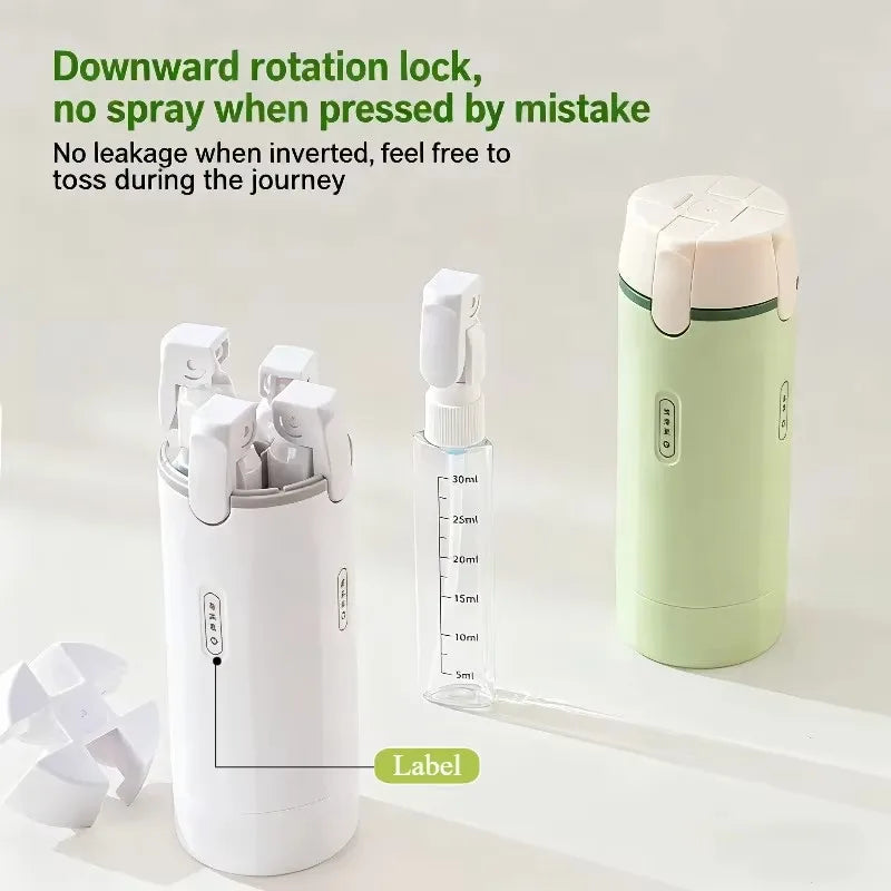 4-in-1 Travel Refillable Bottles, Portable Toiletries and Cosmetics Containers for Shampoo, Body Wash, Travel Storage Bottles