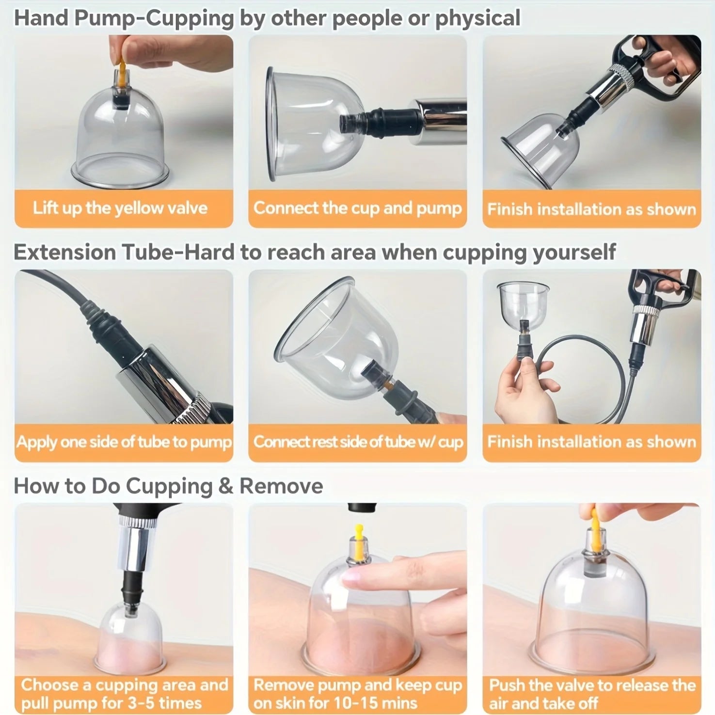 24/12Pcs Cupping Relaxation Set: Cupping Cups in Various Sizes, a Manual Pump, and a Detailed Guide Cupping Set for Massage