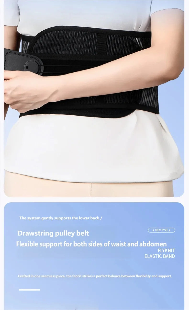 Lumbar Back Support Brace Breathable Mesh Waist Support Belt with Lumbar Panel Compression Strap for Daily Posture Support