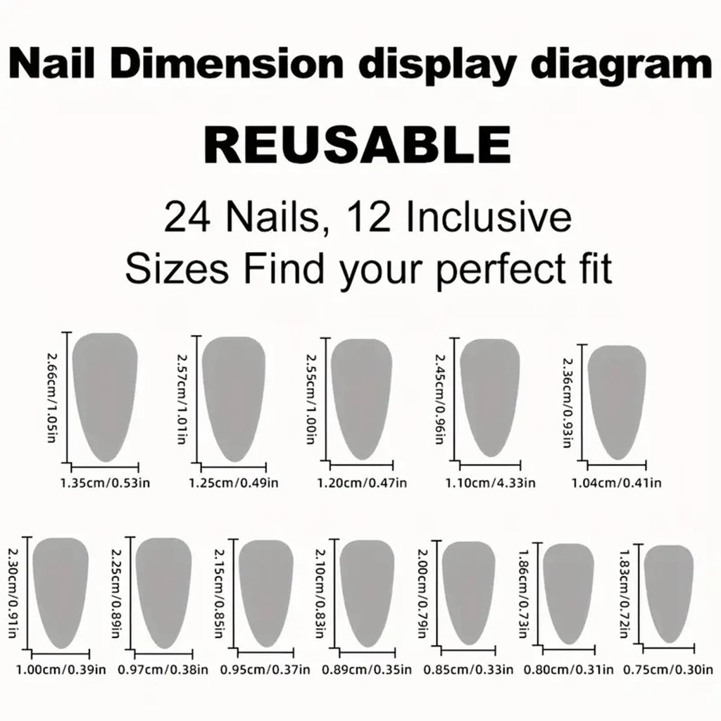 24 pieces of long almond-shaped pure red matte texture diamond-shaped check glitter French wear nail piece & 1 rub strip & 1 jel