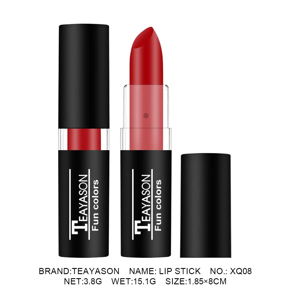 TEAYASON Matte Lipsticks 12 Colors Waterproof Long Lasting Lip Stain Non-stick Cup Sexy Red Black Lipstick Pigment Lip Cosmetics