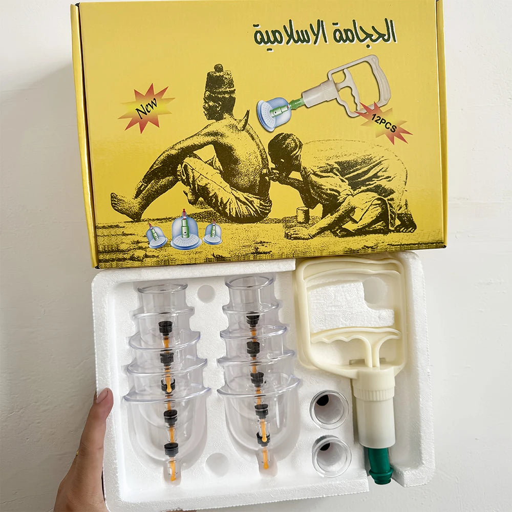 24/12Pcs Cupping Relaxation Set: Cupping Cups in Various Sizes, a Manual Pump, and a Detailed Guide Cupping Set for Massage