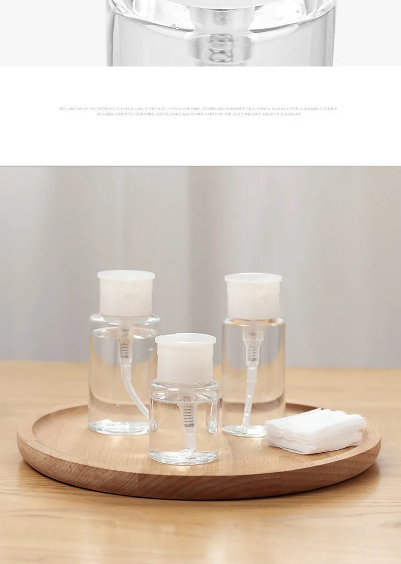 1pc Refillable Bottles Push-type Bottling   Empty Pump Dispenser Bottle for Nail Polish and Makeup Remover Bottle Packaging