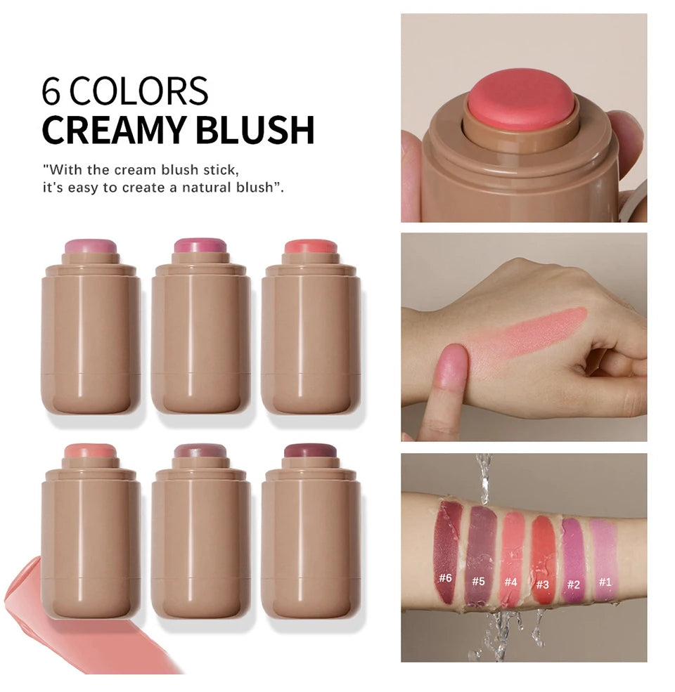 3-in-1Blush Stick Lasting Brightens Facial Cheek Stick Moisturizing Flash Lip Gloss Makeup Lip Gloss Face Rouge