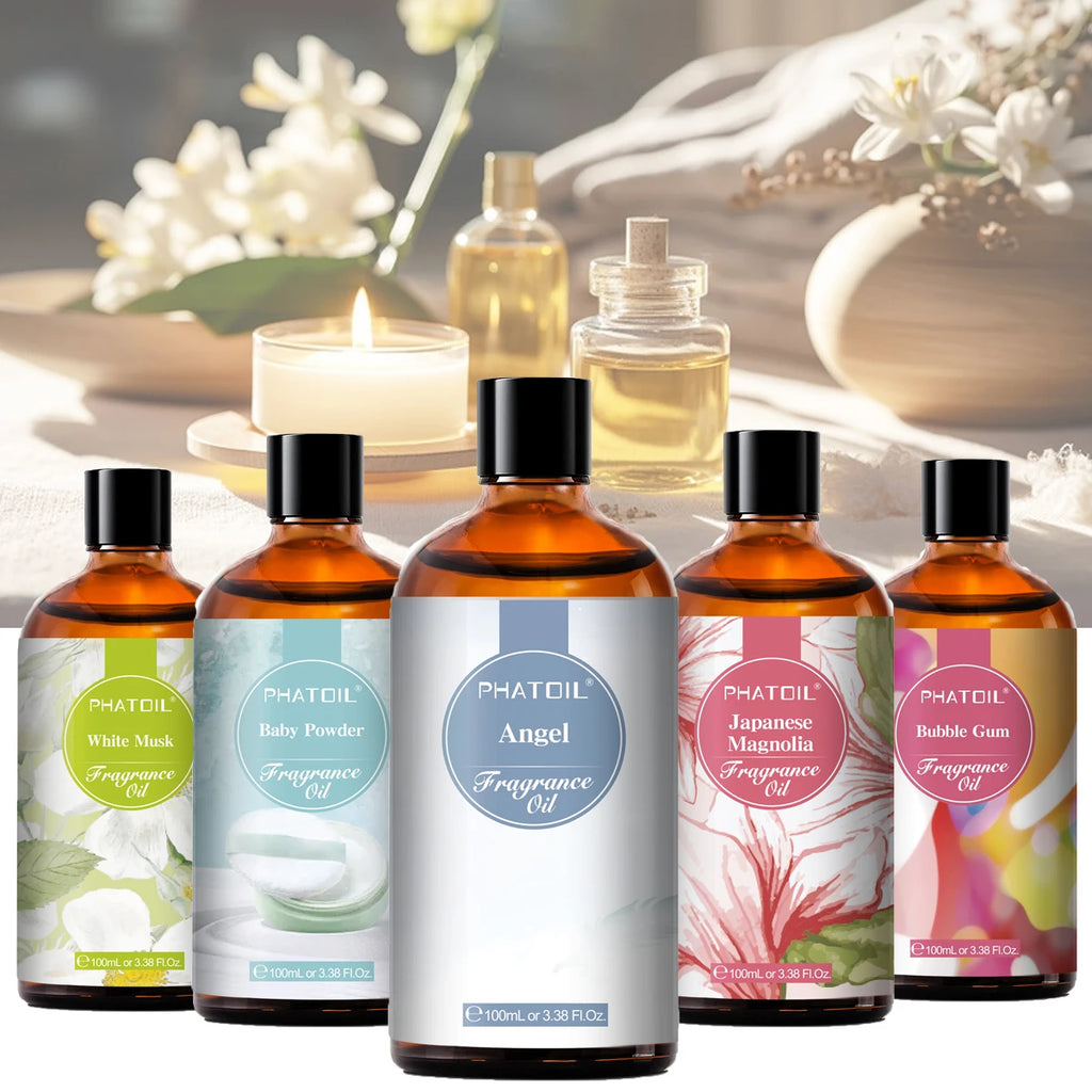 PHATOIL 100ml Aroma Fragrance Oil For Soap & Candle Making Fresh Linen Bubble Gum Baby Powder Angel Aromatherapy Essential Oils