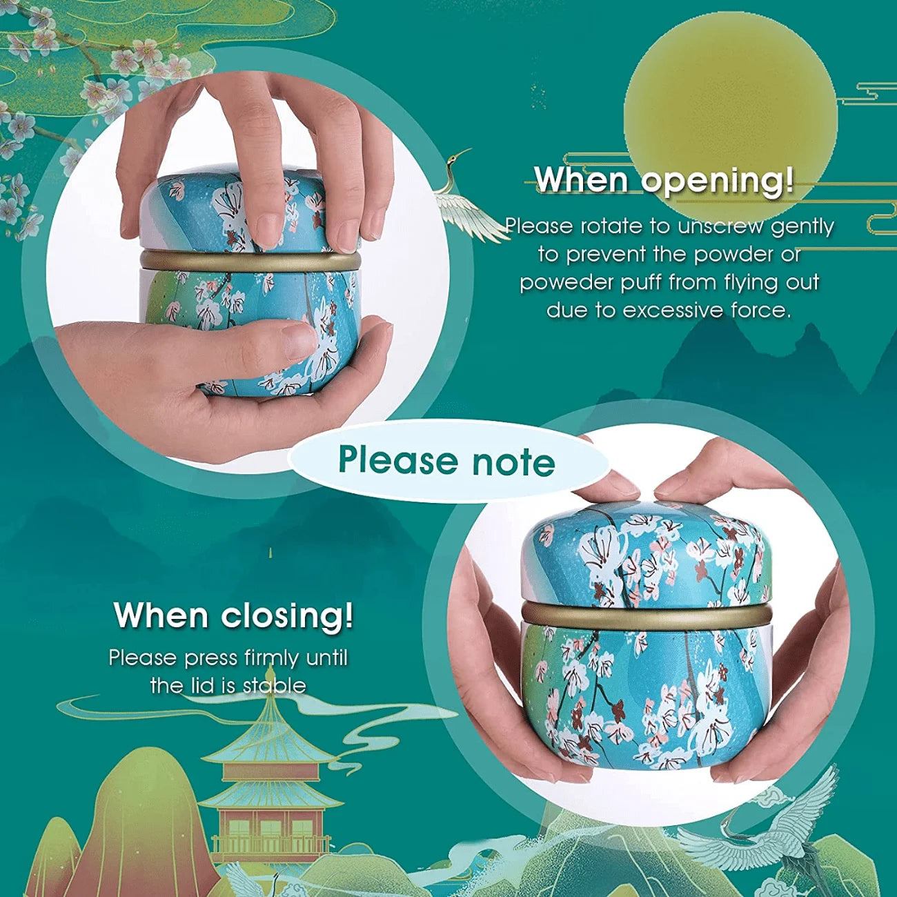 Makeup Puff and Powder Container for Body Dusting Powder Case with Puff fo Women Loose Powder Containers with Puff for Travel