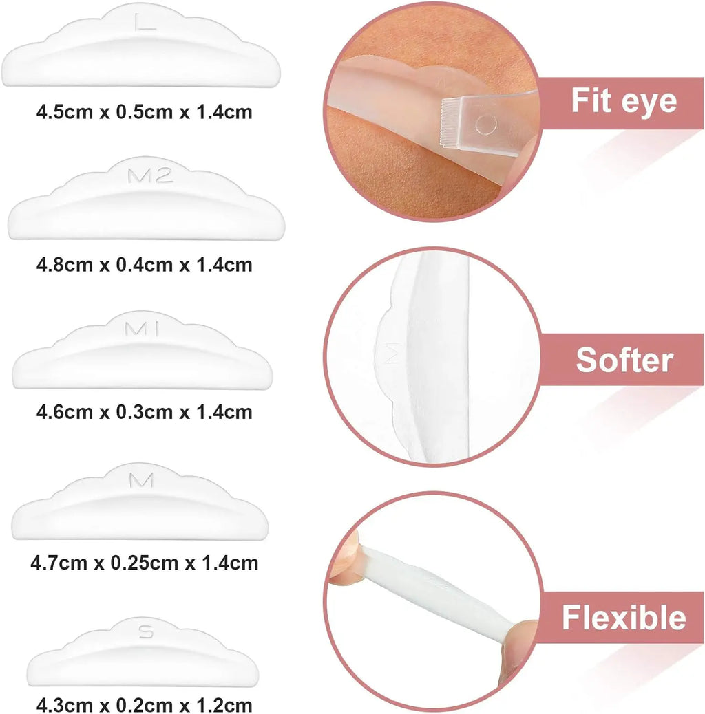 Lomansa NEW Reusable Lash Lift Pads Rods Silicone Eyelash Perming Curler and Y Shape Eyelash Brush Perming Curler Makeup Tools