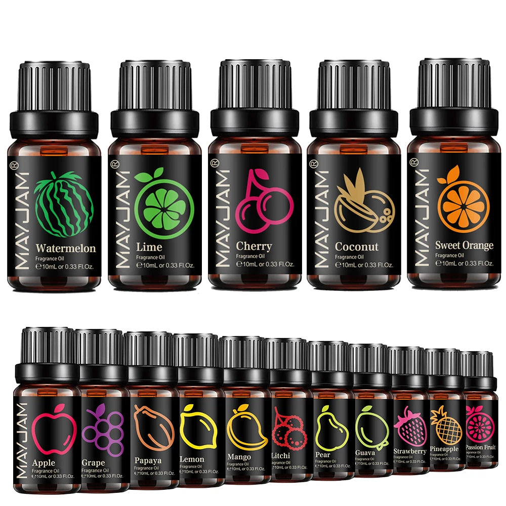 MAYJAM 10ML Fruit Fragrance Oil Lime Apple Mango Passion Fruit Strawberry Watermelon Cherry Coconut Lemon Sweet Orange 1pcs Oil