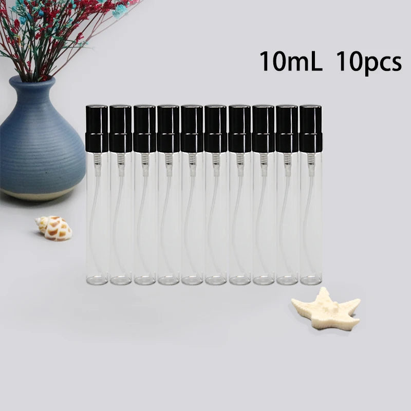 5ml 10ml 10pcs clear glass perfume bottle refillable Portable dispenser spray bottle Metal atomizer perfume bottle