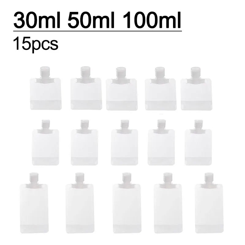 New 5pcs 30ml/50ml/100ml Refillable Travel Boats Empty Cosmetic Container Travel Bottles Liquid Cosmetic Storage Pouches FZP02